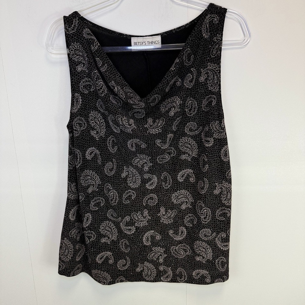 Vintage Y2K 90s Stretchy Paisley sequins Tank Top Witchy Whimsigoth Grunge goth